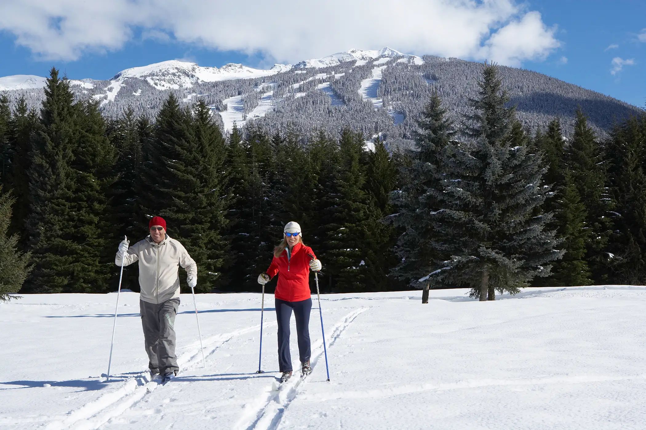 Cross-country skiers in Whistler, B.C.