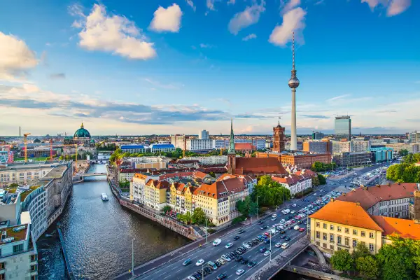 Berlin, Germany skyline over the Spree River