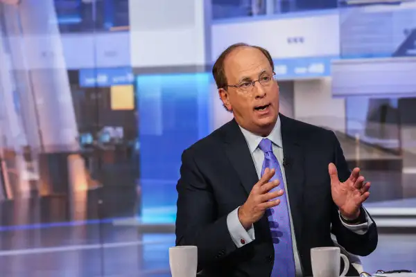 Laurence  Larry  Fink, chairman and chief executive officer of BlackRock Inc., speaks during a Bloomberg Television interview in New York, U.S., on December 17, 2015. Fink said falling energy prices and a stronger dollar are weighing on the U.S. economy, which will be lucky to see 2 percent growth in 2016.