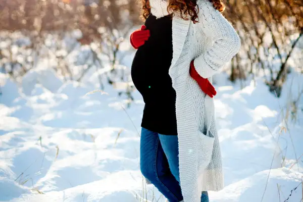 pregnant woman in snow