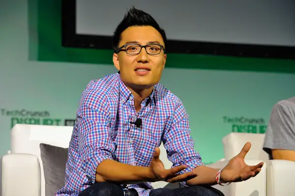 DoorDash Co-Founder and CEO Tony Xu speaks onstage at TechCrunch Disrupt at Pier 48 on September 10, 2014 in San Francisco, California.