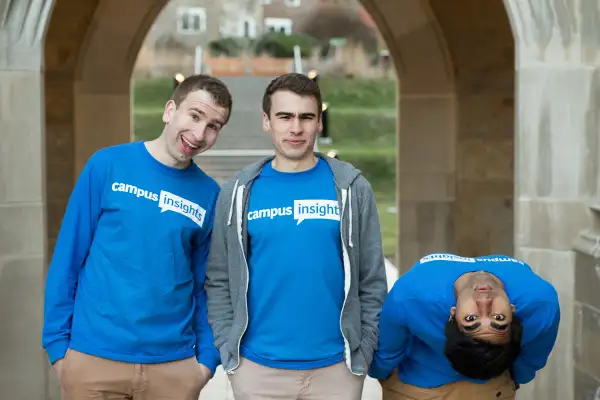 Stephen Soward (Co-founder), Riley Soward (Co-founder) and Ameet Kallarackal (Head of UX Strategy & Research) of Campus Insights