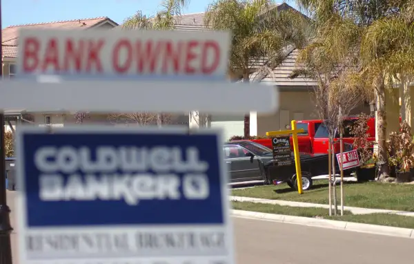 Property seen for sale on Van Gogh Lane in Patterson, California, March 9, 2009. Patterson experienced an exceptionally high foreclosure rate in the economic downturn.