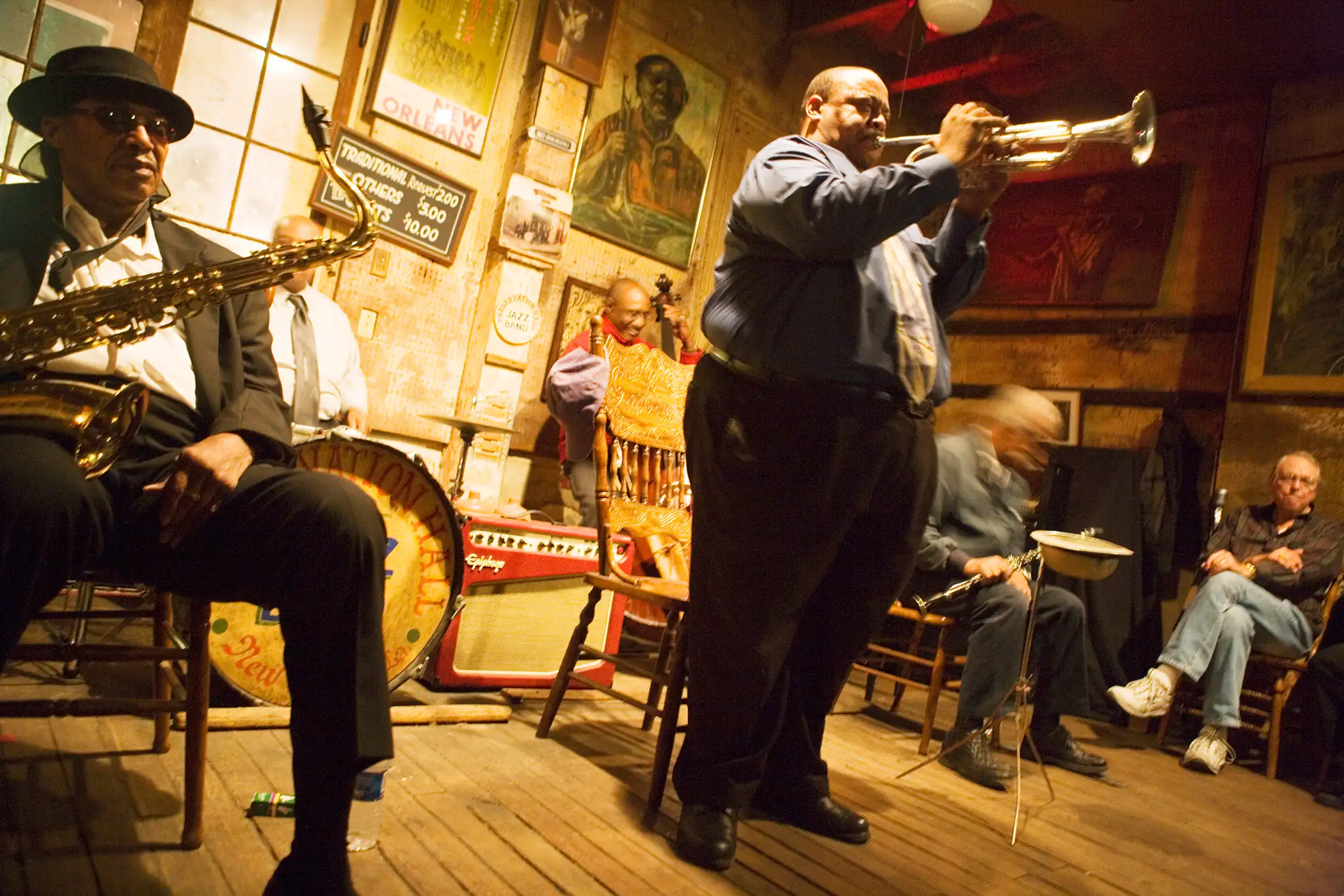 Musicians playing in Preservation Hall Jazz Club, French Quarter, New Orleans, Louisiana