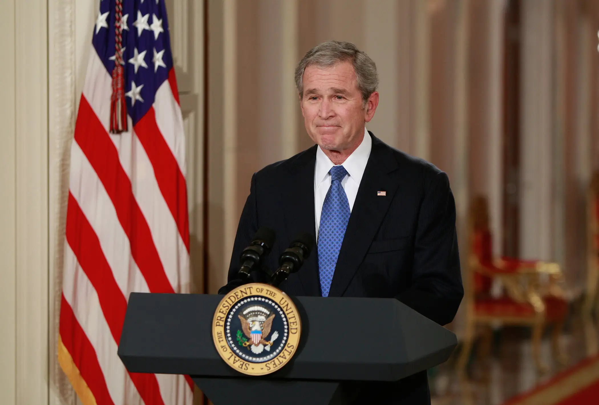 U.S. President George W. Bush completes his final live television address to the nation from the East Room of the White House in Washington January 15, 2009.