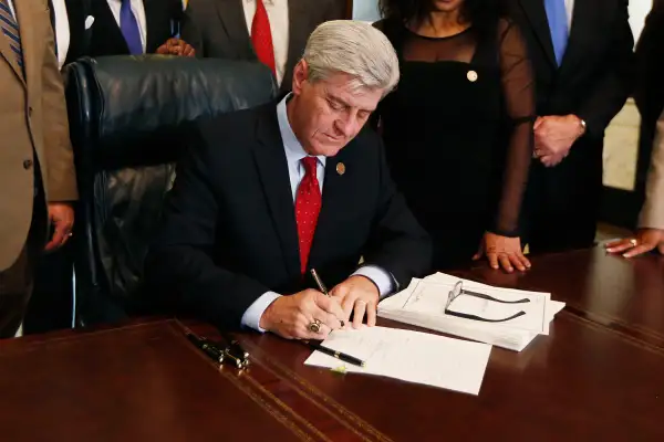 Mississippi Gov. Phil Bryant at the Capitol in Jackson, Mississippi, February 8, 2016.y