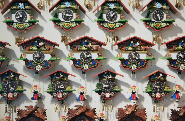 cuckoo clocks on wall