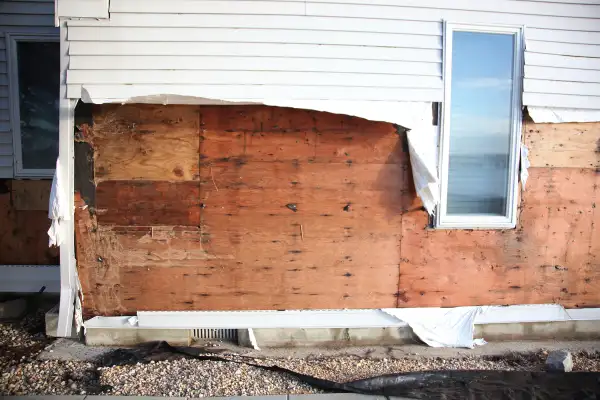 House damaged by winds and water