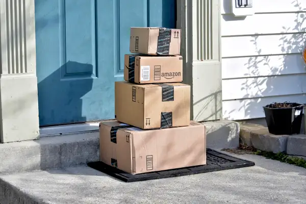amazon prime boxes outside doorstep
