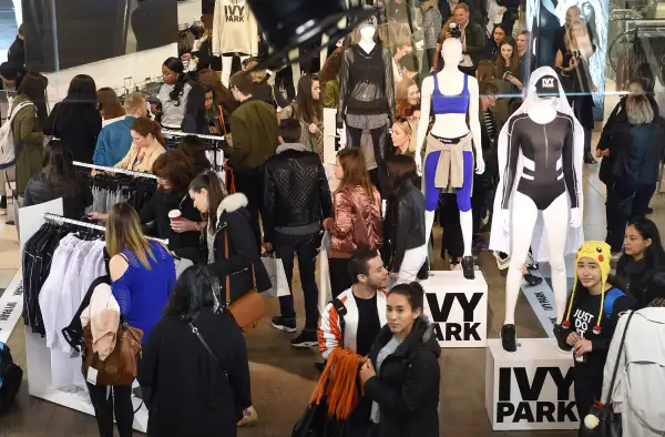 General view of shoppers as Beyonce's Ivy Park collection goes on sale at TopShop on April 14, 2016 in London, England.