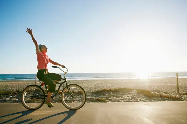 woman riding bicycle