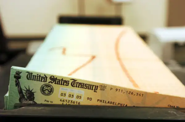 This February 2005 file photo shows trays of printed social security checks waiting to be mailed from the U.S. Treasury.