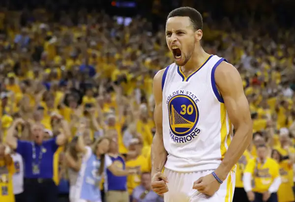 Stephen Curry #30 of the Golden State Warriors reacts in the third quarter of Game Seven of the Western Conference Finals against the Oklahoma City Thunder during the 2016 NBA Playoffs at ORACLE Arena on May 30, 2016 in Oakland, California.