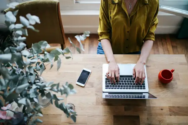 woman on laptop in home office