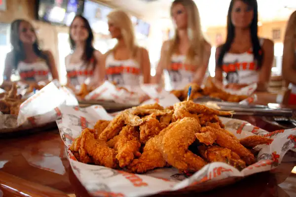 Chicken wings served to guests at a gathering introducing the newly renovated original Hooters, Clearwater, Florida, February 10, 2012.