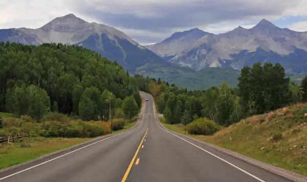 Road into the San Juan Mountains and Wilson Peak, Colorado