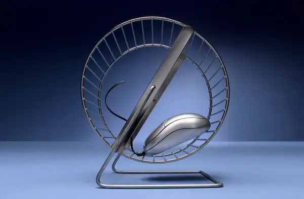 computer mouse in hamster wheel
