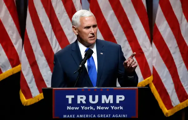 Indiana Governor Mike Pence addresses a news conference where he was introduced as the vice presidential running mate of Republican U.S. presidential candidate Donald Trump in New York City, July 16, 2016.