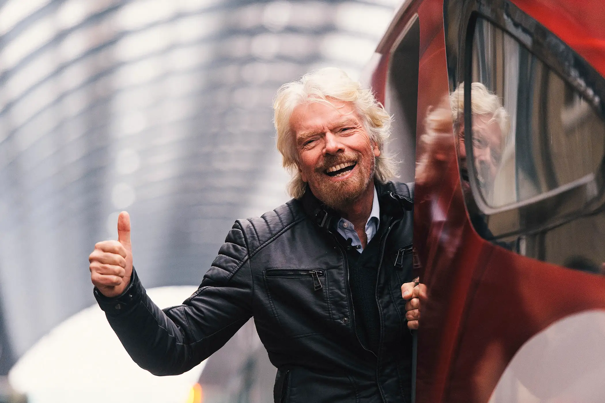 Sir Richard Branson unveils the new Virgin Azuma train, Kings Cross Station, London, March 18, 2016.