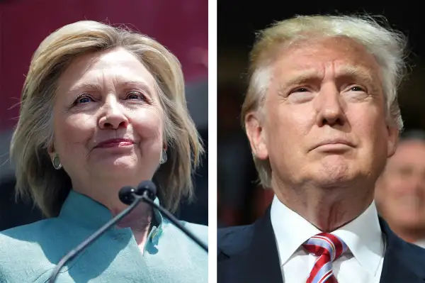 (left) Democratic Presidential candidate Hillary Clinton; (right) Republican Presidential candidate Donald Trump