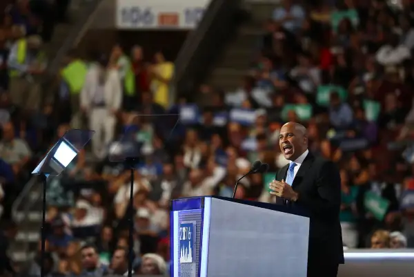 Senator Cory Booker, a Democrat from New Jersey, speaks during the Democratic National Convention (DNC) in Philadelphia, Pennsylvania, U.S., on Monday, July 25, 2016.