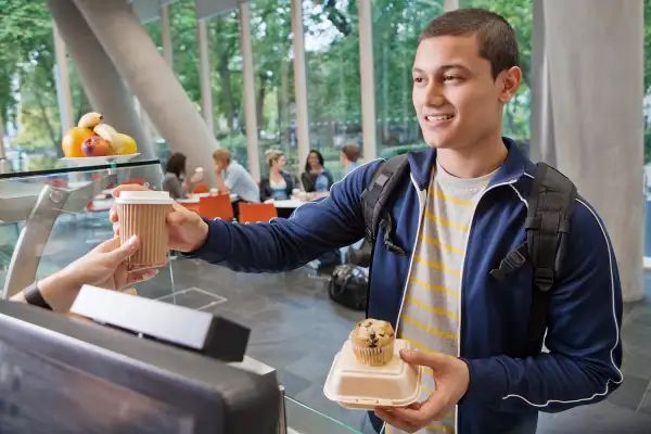 College student in university cafe