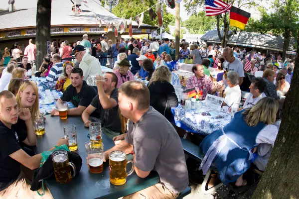 People enjoying the Oompahfest at Plattduetsche Park Restaurant in Franklin Square, NY, September 16, 2012. The annual Oompahfest celebrates German-American Day in historic beer garden.