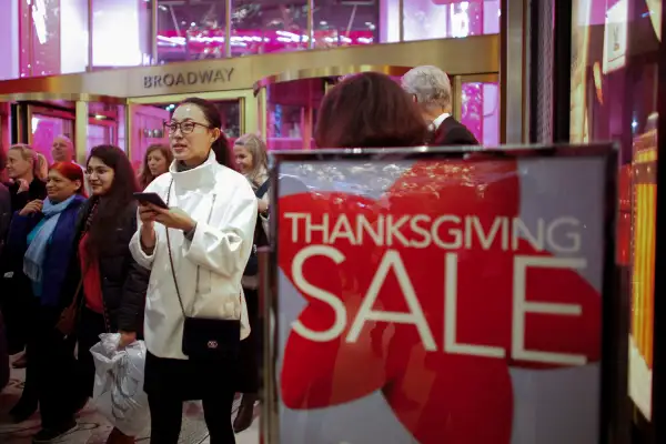 Customers stream into Macy's flagship store in Herald Square on Thanksgiving evening for early Black Friday sales on November 26, 2015 in New York City. Security has been heightened in Herald Square and around the city as thousands of shoppers flock to stores for sales on the kickoff to the Christmas shopping season.
