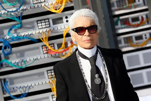 Fashion designer Karl Lagerfeld appears at the end of the presentation of Chanel's Spring-Summer 2017 ready-to-wear fashion collection presented Tuesday, Oct.4, 2016 in Paris.