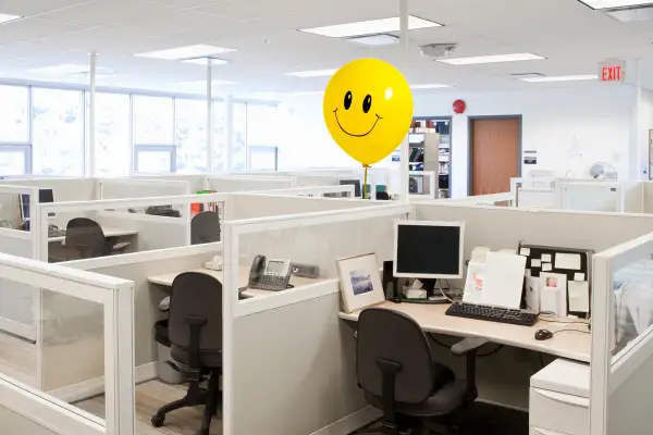 happy balloon in office cubicles