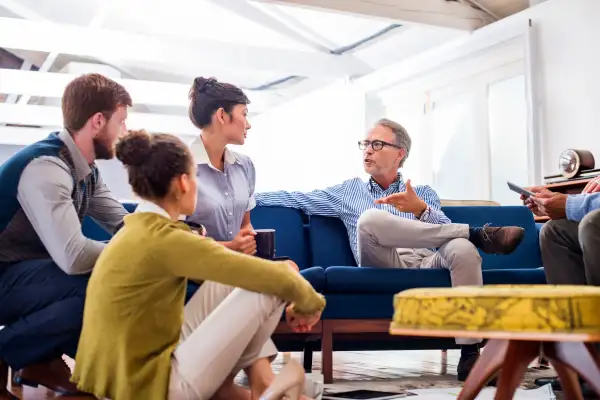 Businessman people discussing in creative office