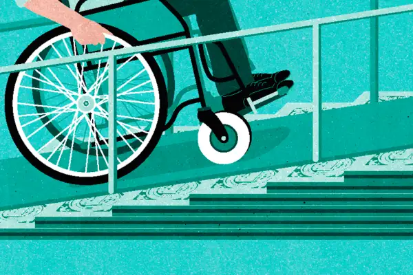 illustration of wheelchair on ramp
