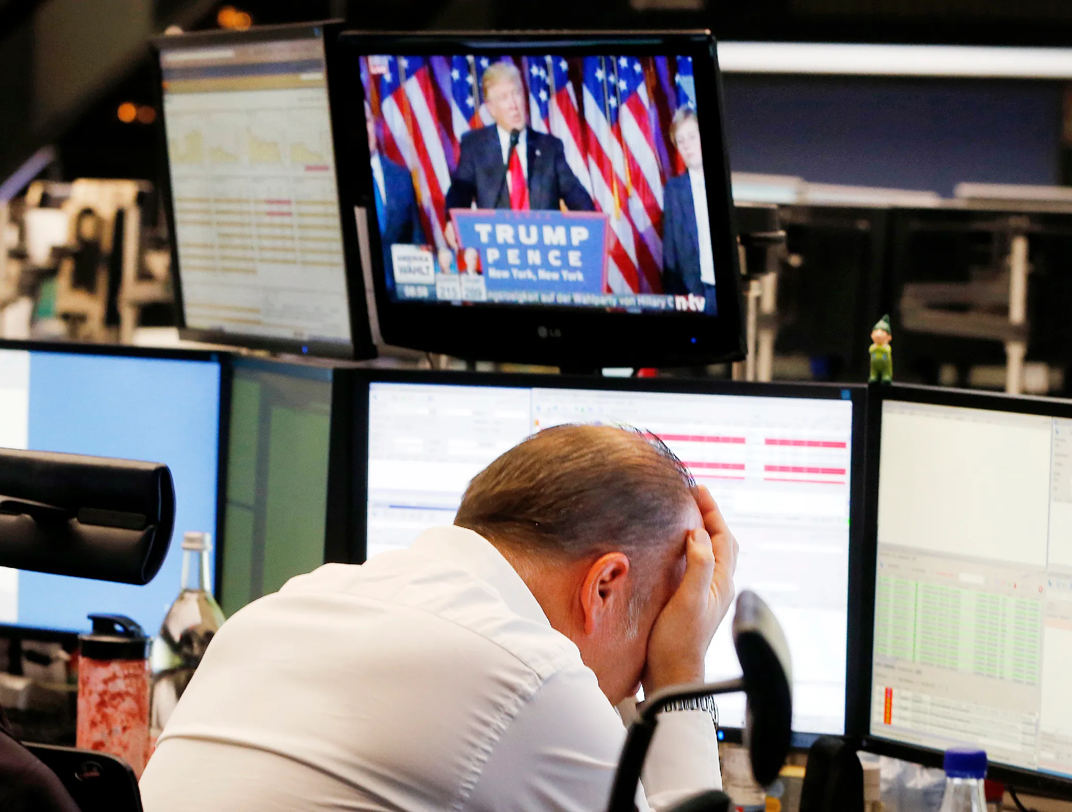 In Germany, the DAX exchange fell 3% after trading began, following news of Trump's victory.