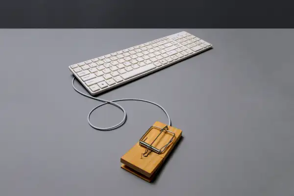 computer keyboard connected to mouse trap