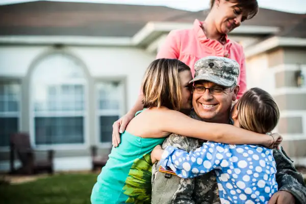 family welcoming army father