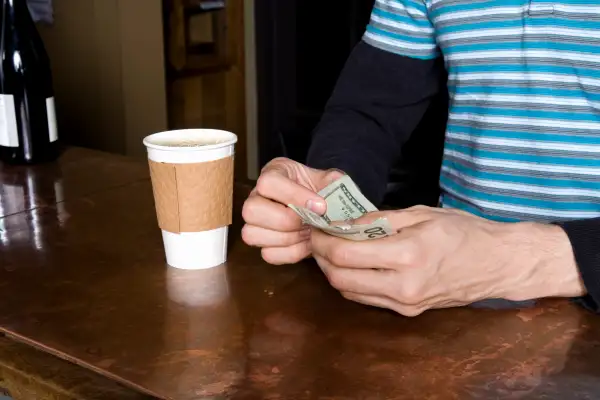 Paying for a take-away coffee