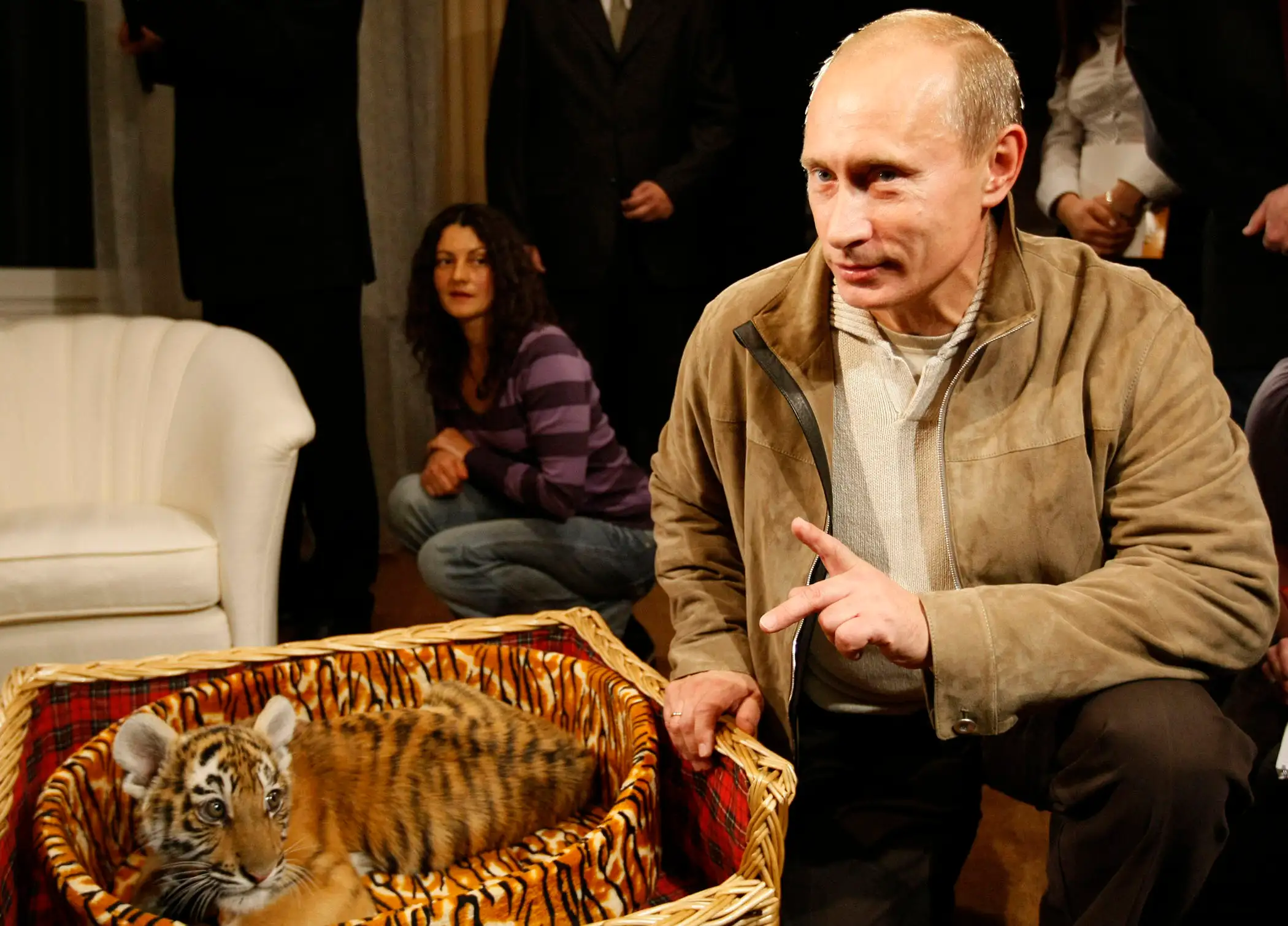 Putin Recieves Baby Tiger for Birthday
