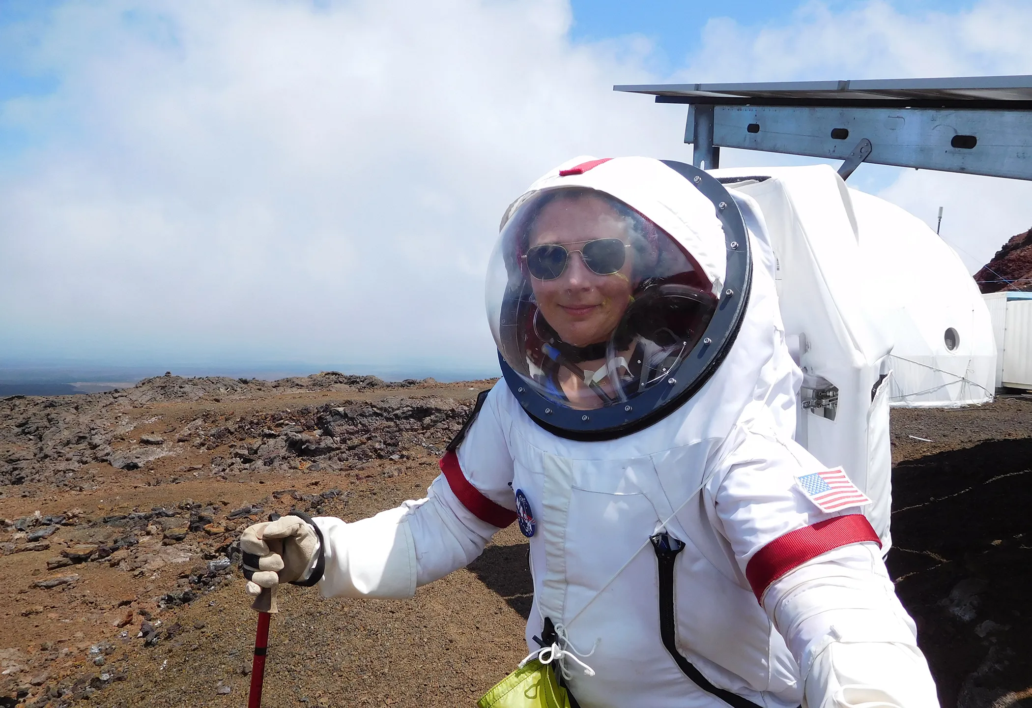 Sheyna Gifford outside the HI-SEAS IV Habitat