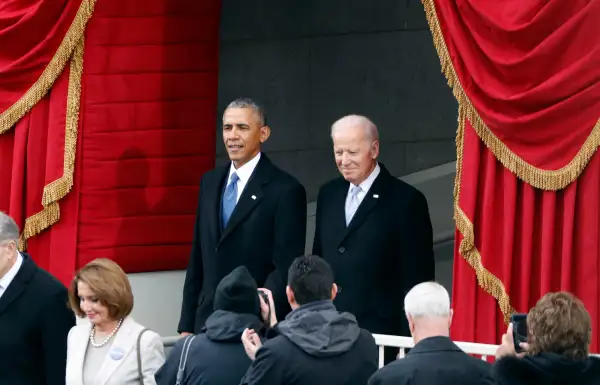 Barack Obama and Joe Biden attend the inauguration ceremonies to swear in Donald Trump as the 45th president of the United States at the U.S. Capitol in Washington