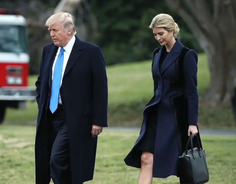 President Trump Departs White House To Honor NAVY Seal Killed in Yemen Raid WASHINGTON, DC - FEBRUARY 01: U.S. President Donald Trump and his daughter Ivanka Trump walk toward Marine One while departing from the White House, on February 1, 2017 in Washington, DC. Trump is making an unnanounced trip to Dover Air Force bace in Delaware to pay his respects to Chief Special Warfare Operator William Ryan Owens, who was killed during a raid in Yemen. Owens is the first active military service member to die in combat during Trump's presidency. (Photo by Mark Wilson/Getty Images)