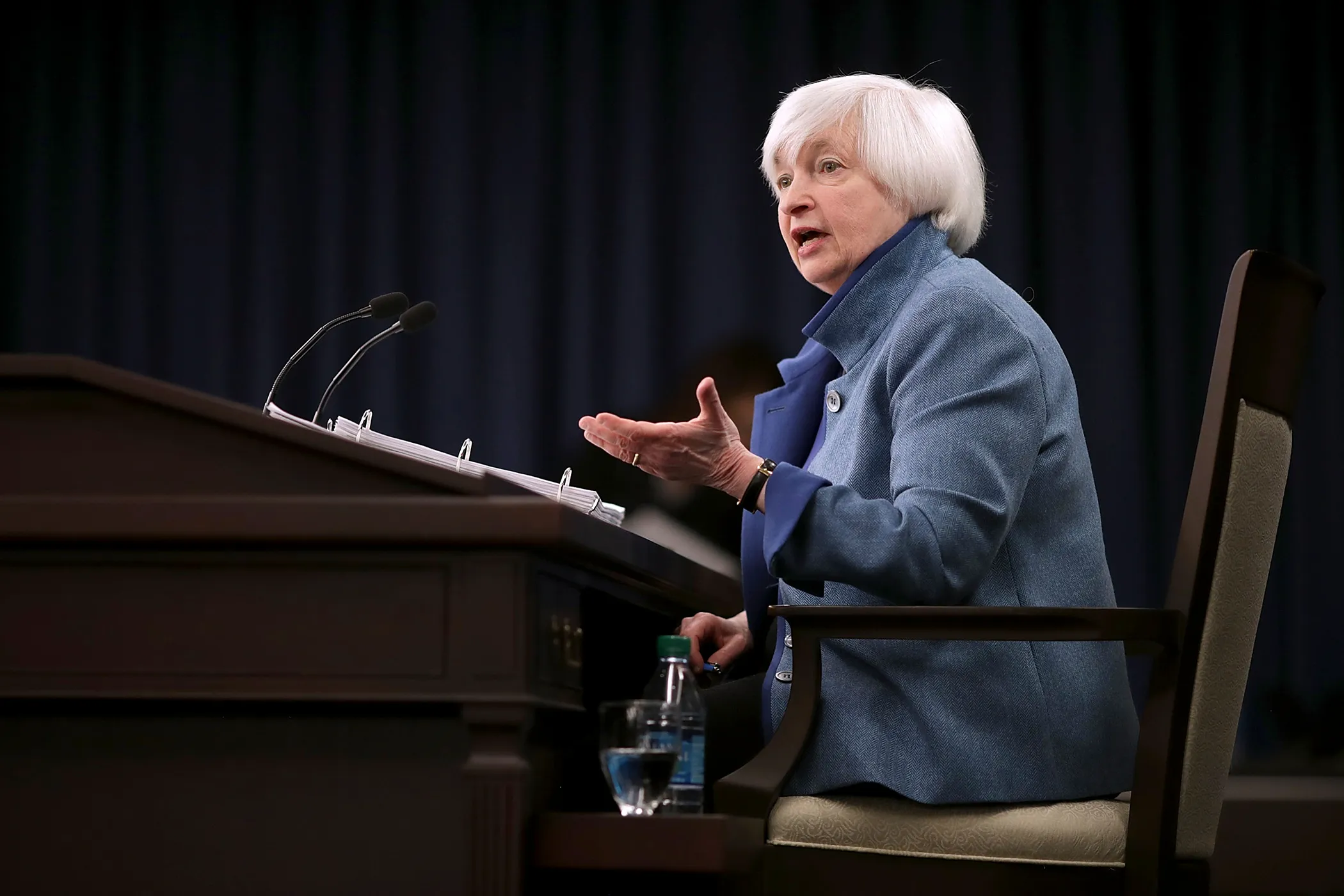 Federal Reserve Board Chair Janet Yellen holds a news conference after the central bank announced an increase in the benchmark interest rate following a Federal Open Market Committee meeting December 14, 2016 in Washington, DC.