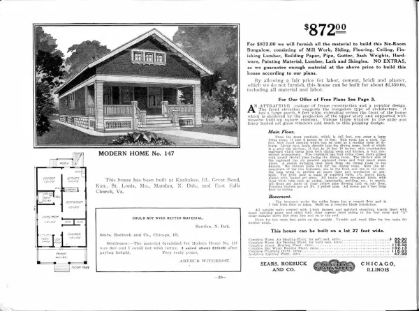 Modern Home No.147, available from Sears for $872 in 1913