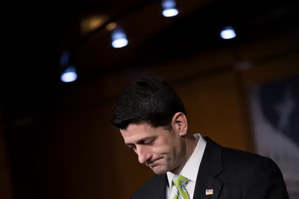 Speaker of the House Paul Ryan (R-WI) holds a news conference in March 2017.