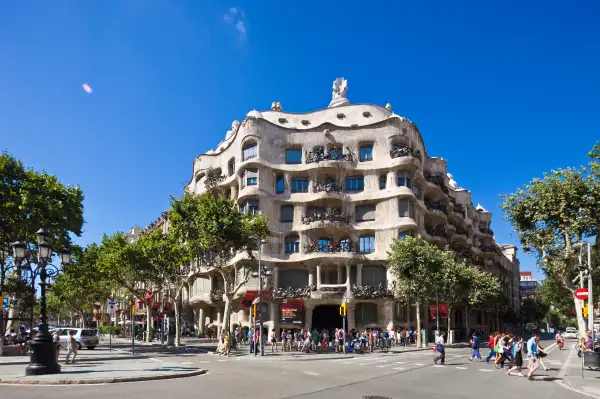 Spain, Catalonia, Barcelona, Eixample district, La Pedrera (Casa Mila) by the architect Antoni Gaudi