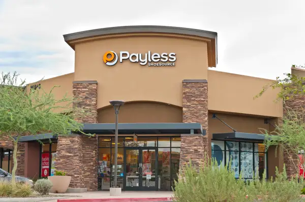 Payless Shoe Source Footwear Retail Store Front with Logo Sign