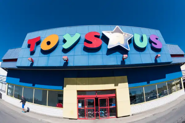 Toys R Us store facade in daytime. Toys  R  Us, Inc. is an