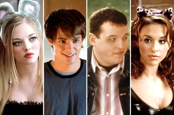 (left to right) Amanda Seyfried, Jonathan Bennett, Daniel Franzese and Lacey Chabert  from MEAN GIRLS (2004)