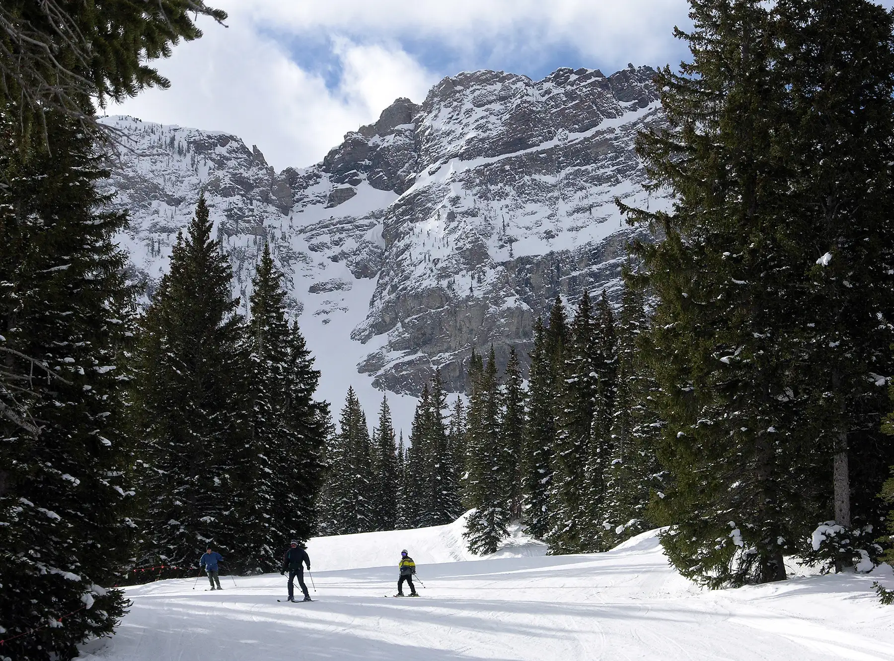 A family skiing at Alta Resort in Salt Lake City.