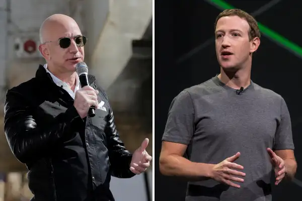 (left to right) Jeff Bezos and Mark Zuckerberg