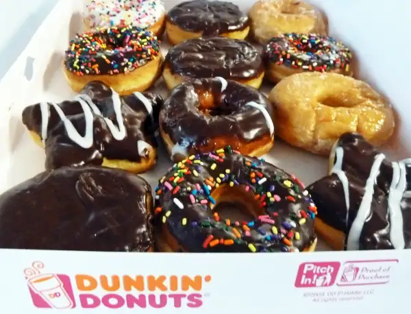 Box of Dunkin' Donuts doughnuts
